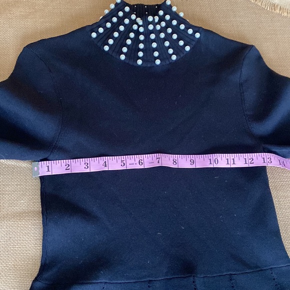 NWT Zara Black Knit Dress With Pearls Women’s Size Medium - Picture 7 of 16
